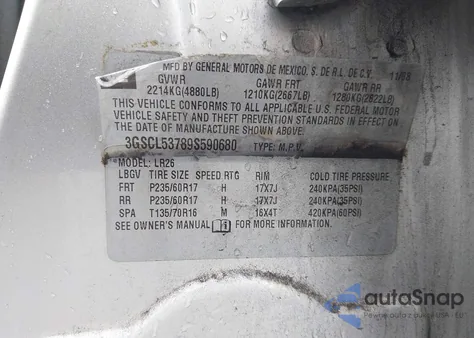 2009 Saturn Vue V6 Xr из США, поврежденный, VIN 3GSCL53789S590680